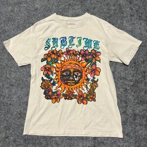 Sublime Sun Graphic Band T-Shirt Cream Retro 90s Skater Size Small
